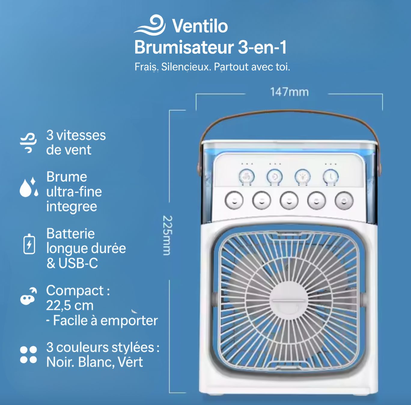 Ventilateur Brumisateur 3-en-1